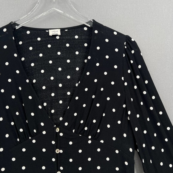 ARITZIA WILFRED Shirt Womens Medium Black White New Prairie Blouse V-neck Top - Picture 4 of 16